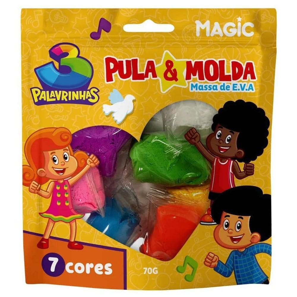 Pula & Molda - Massa De E.V.A - 7 Cores - 3 Palavrinhas