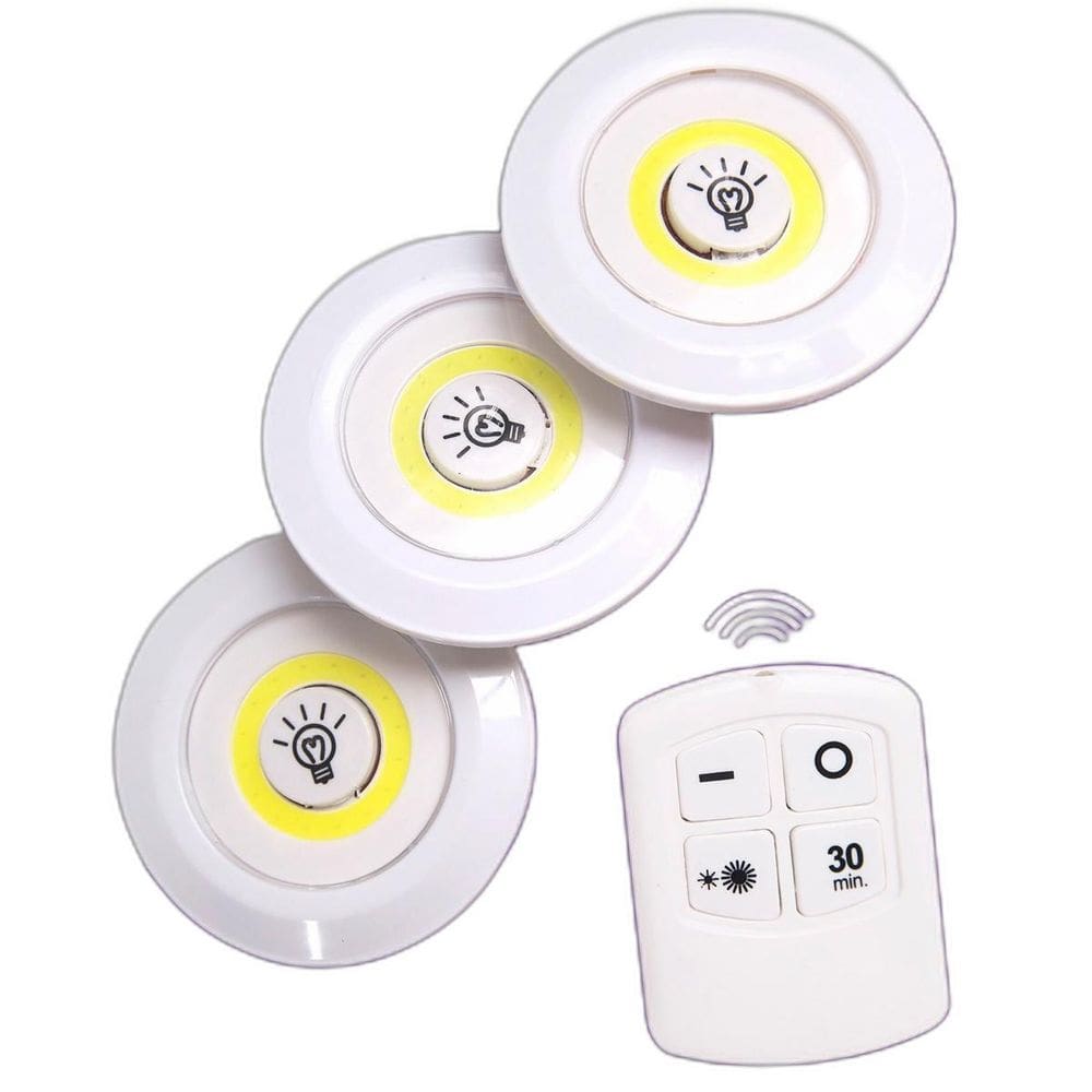 Trio Luminária Led Spot Portátil Sem Fio + Controle Remoto