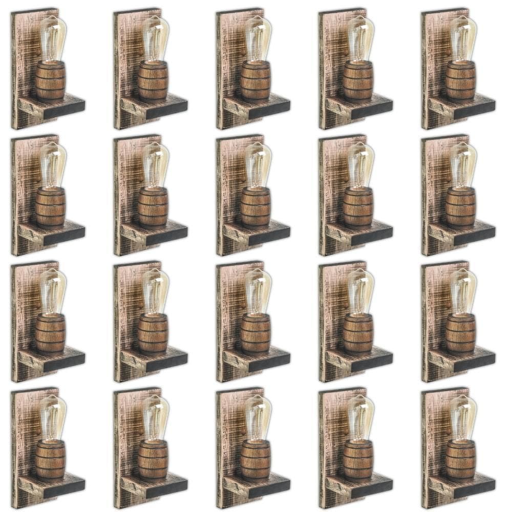 Kit 20 Arandelas Barril Delenha Decor Madeira Maciça Rústico