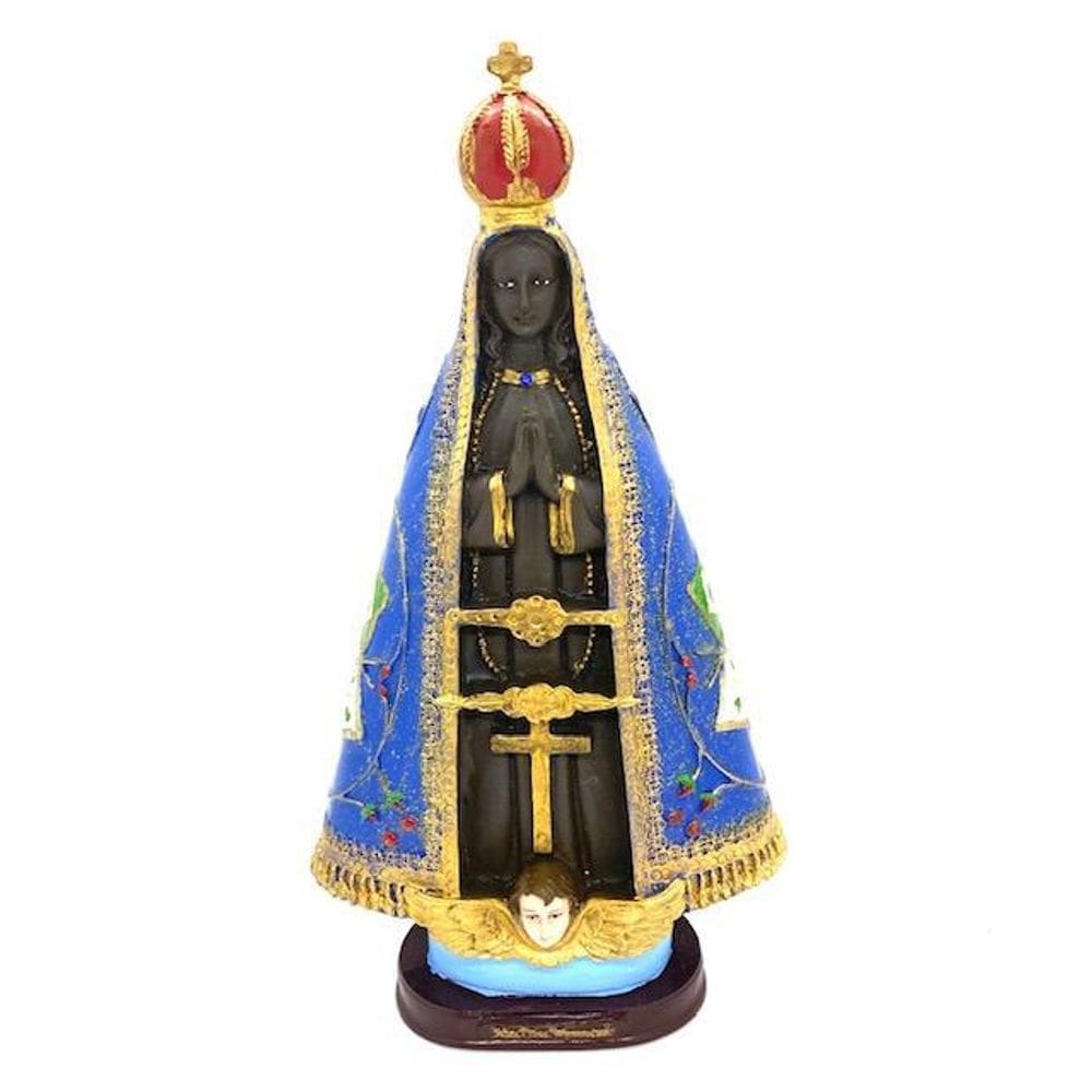 Nossa Sra Aparecida Manto Luxo Escultura Em Resina 32 Cm