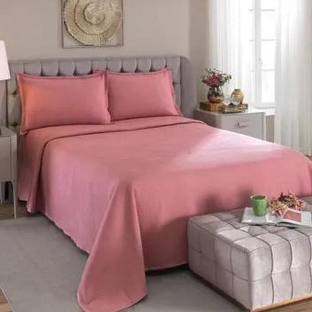 Kit Colcha Piquet King Lisa Favo 100% Algodão 3 Pçs Marsala