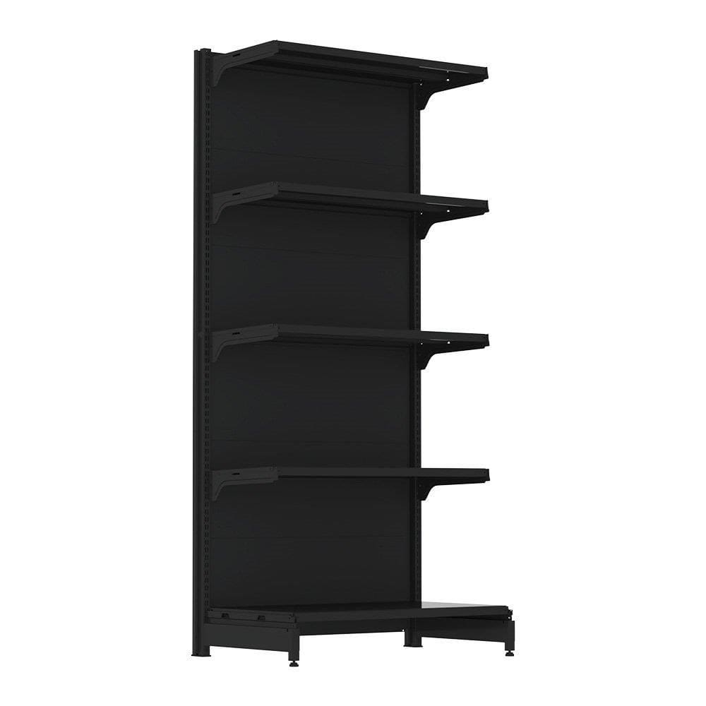 Gôndola Mini Atacarejo Amapa Inicial Parede - 2,02m x 0,90m x 0,50m, 5 Bandejas, Preto