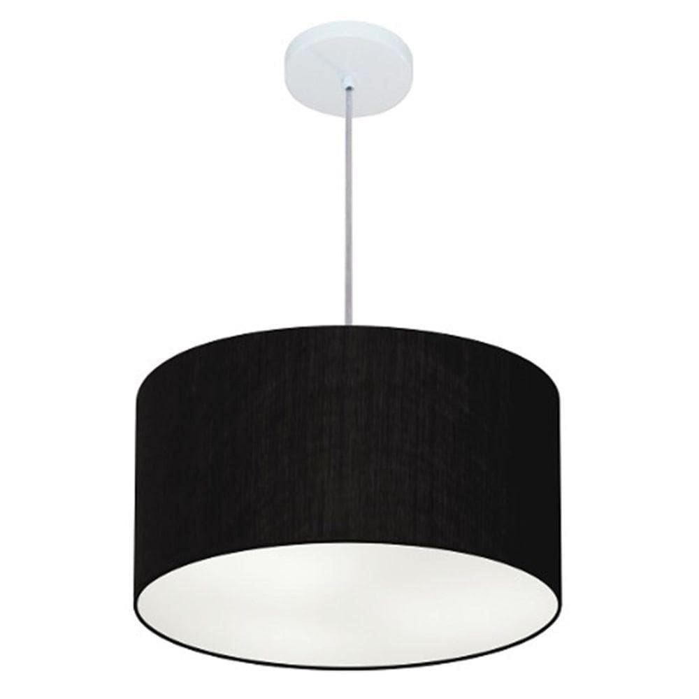Lustre Pendente Cilíndrico Md-4019 Cúpula Em Tecido 40x21cm Preto - Bivolt