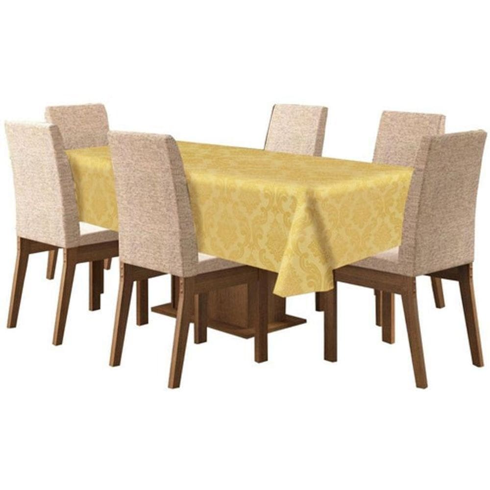Toalha De Mesa Tecido Jacquard 8 Lugares - Mostarda