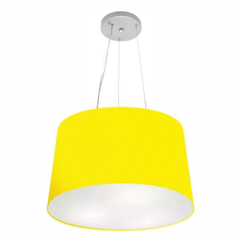 Lustre Pendente Cone Vivare Md-4153 Cúpula Em Tecido 30/45x40cm - Bivolt Amarelo 127/220v