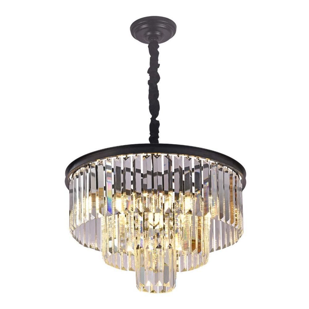 Pendente Cristal Transparente/Preto 6 Lâmpadas E14 Nitrolux