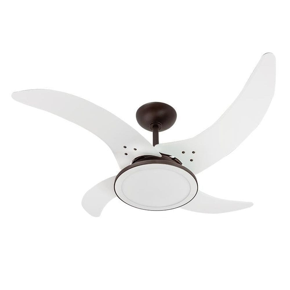 Ventilador De Teto Tron Mareiro Led 4 Pás Branco / Marrom 12