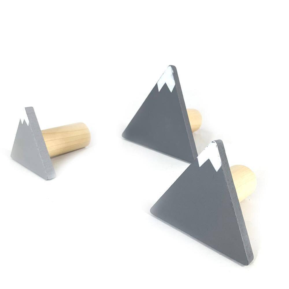 Kit C/3 Ganchos De Madeira Alpes Cinza