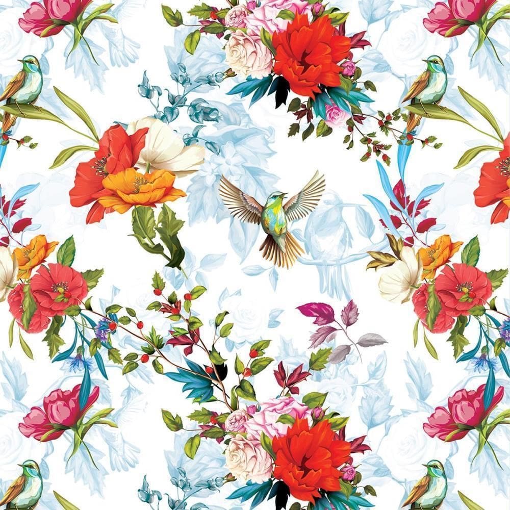 Papel Presente Bobina Couche 60Cm. Mod.222 Flores E Passaro