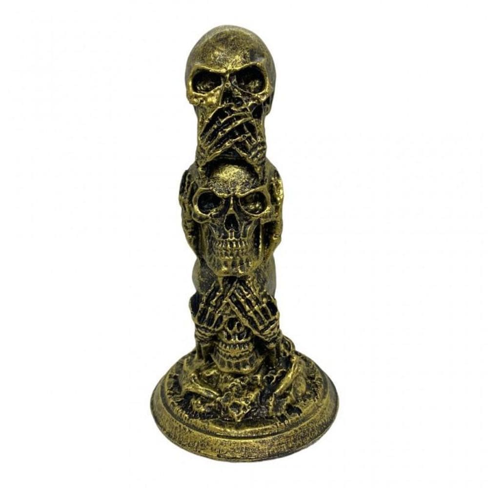 Escultura Toten 3 Crânios 12,5Cm Em Resina - Selecione A Cor