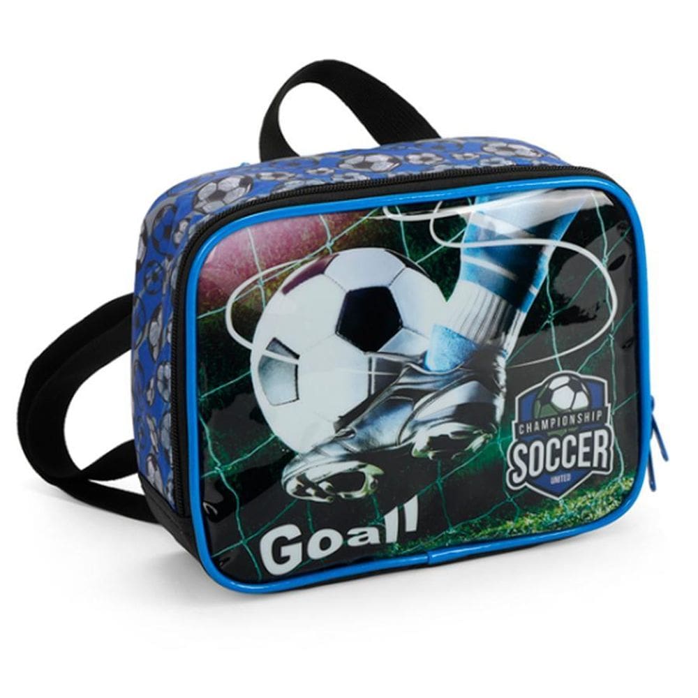 Lancheira Térmica Futebol Preto e Azul Escolar - Luxcel