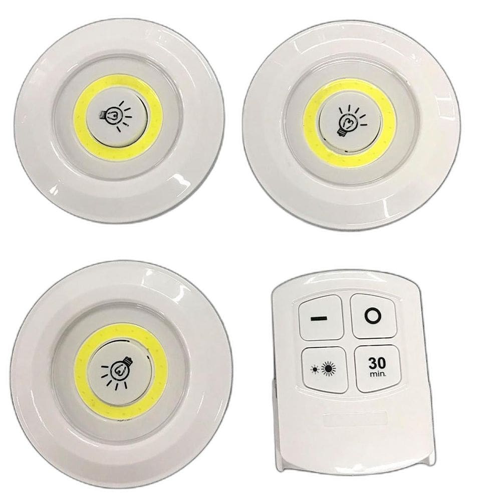 Luminária Led 3X Spot Sem Fio Kit Controle Remoto E Cor
