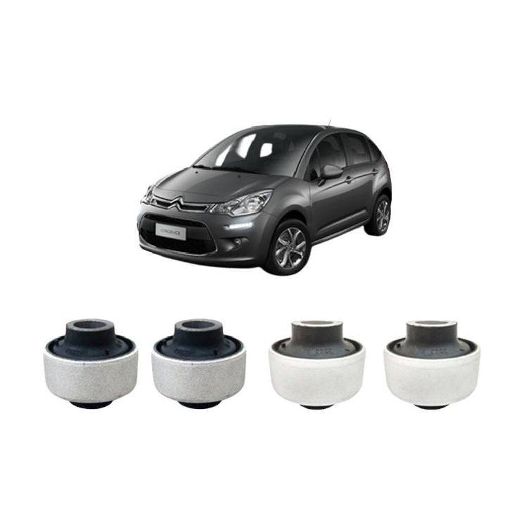 Kit 4 Bucha Bandeja Dianteira Citroen C3 2015 2016 2017 2018