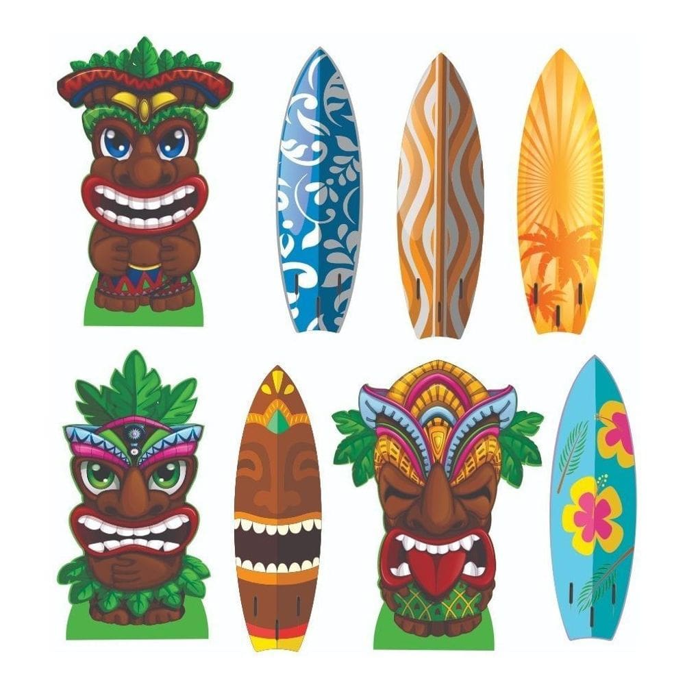 Havaí Tiki Totem Kit 8 Displays De Festa Temática Enfeites