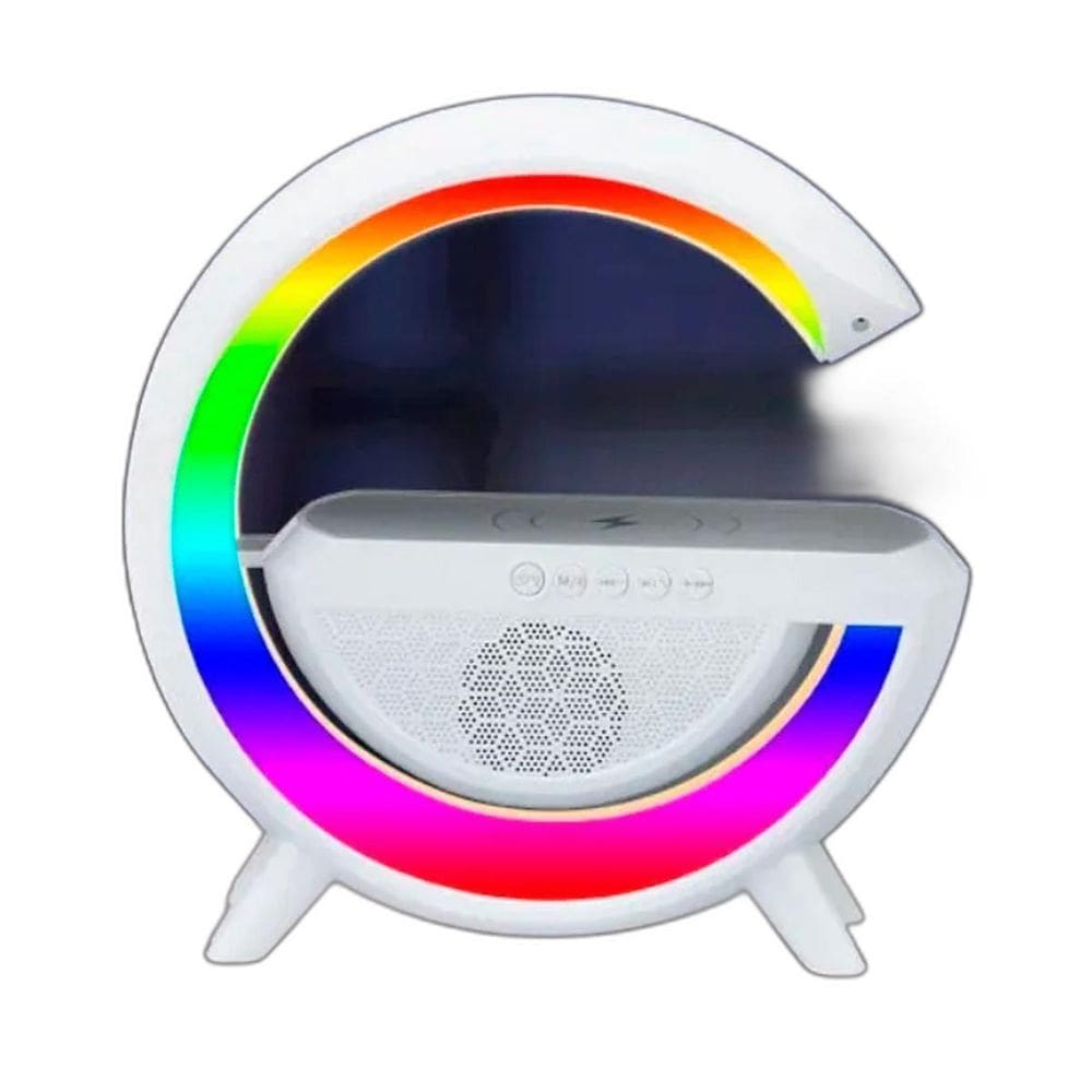 Luminária Caixa Som Bluetooth Carregador Indução Cor Branco