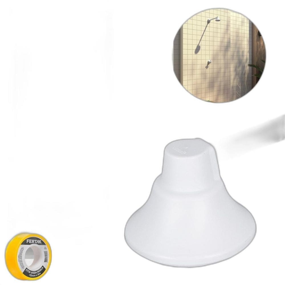 Chuveiro Ducha Fria 9Cm Branco + Porta Shampoo Branco