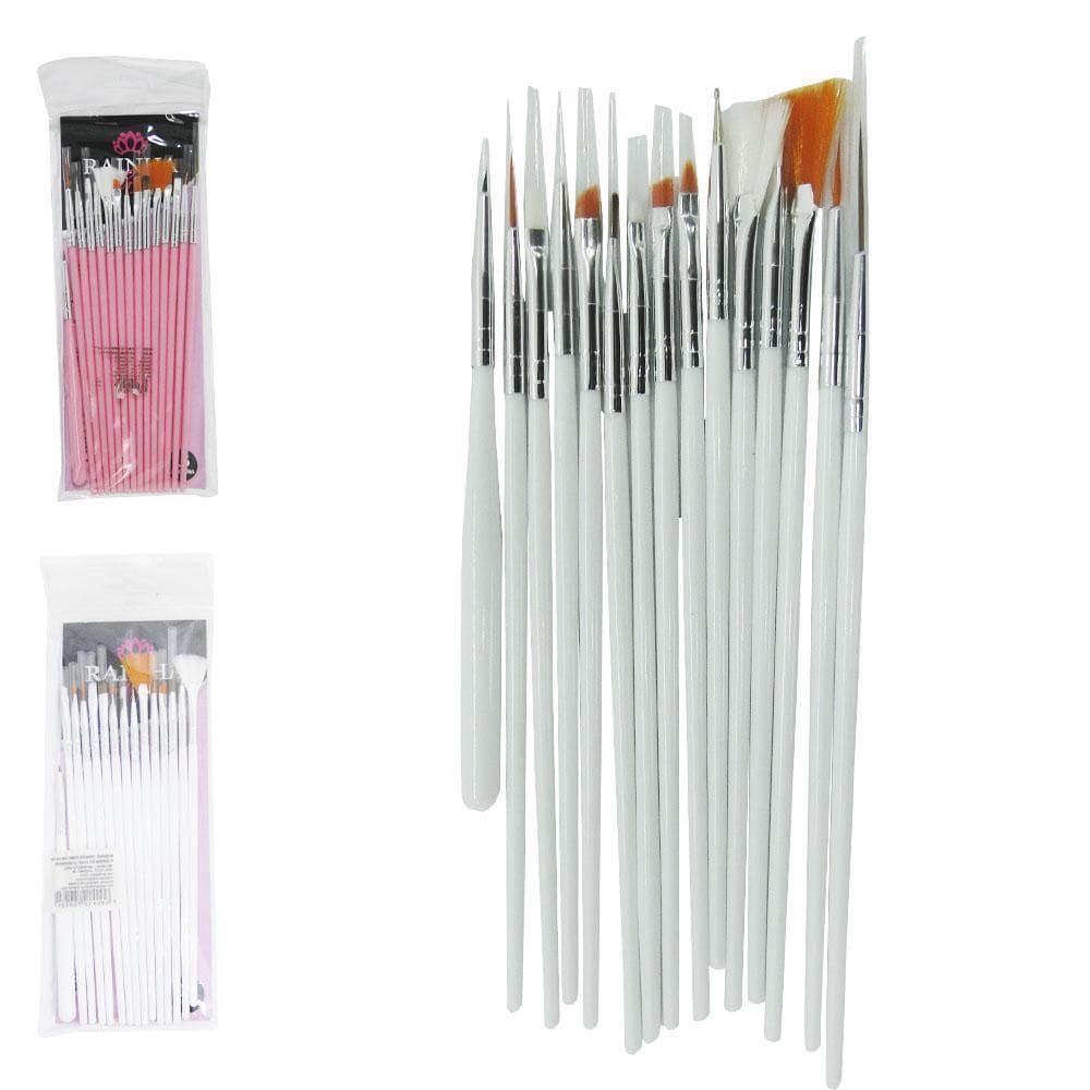 Pincel Para Unha Cabo Plastico Colors 15 Pecas