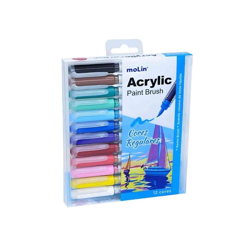 Caneta Brush - Molin - Paint Brush Acrylic Cores Vivas