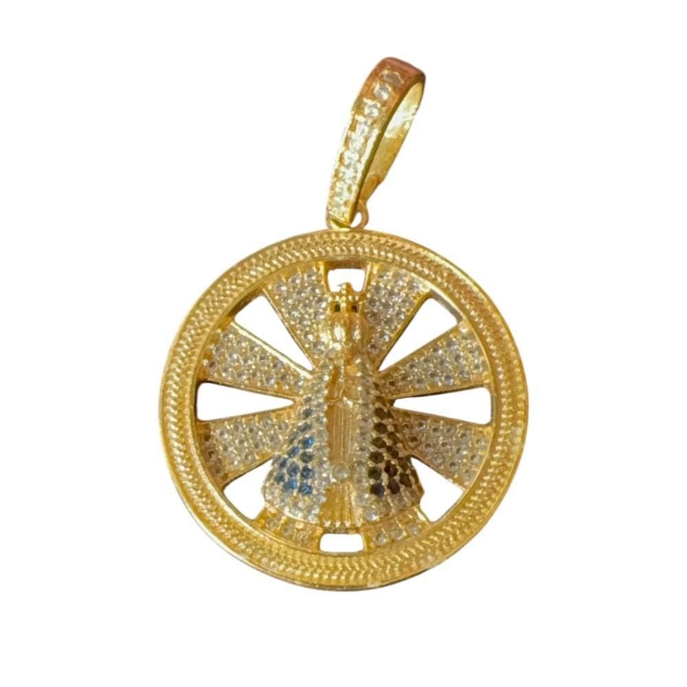 Pingente Nossa Senhora Cravejada P - Banhado A Ouro 18K