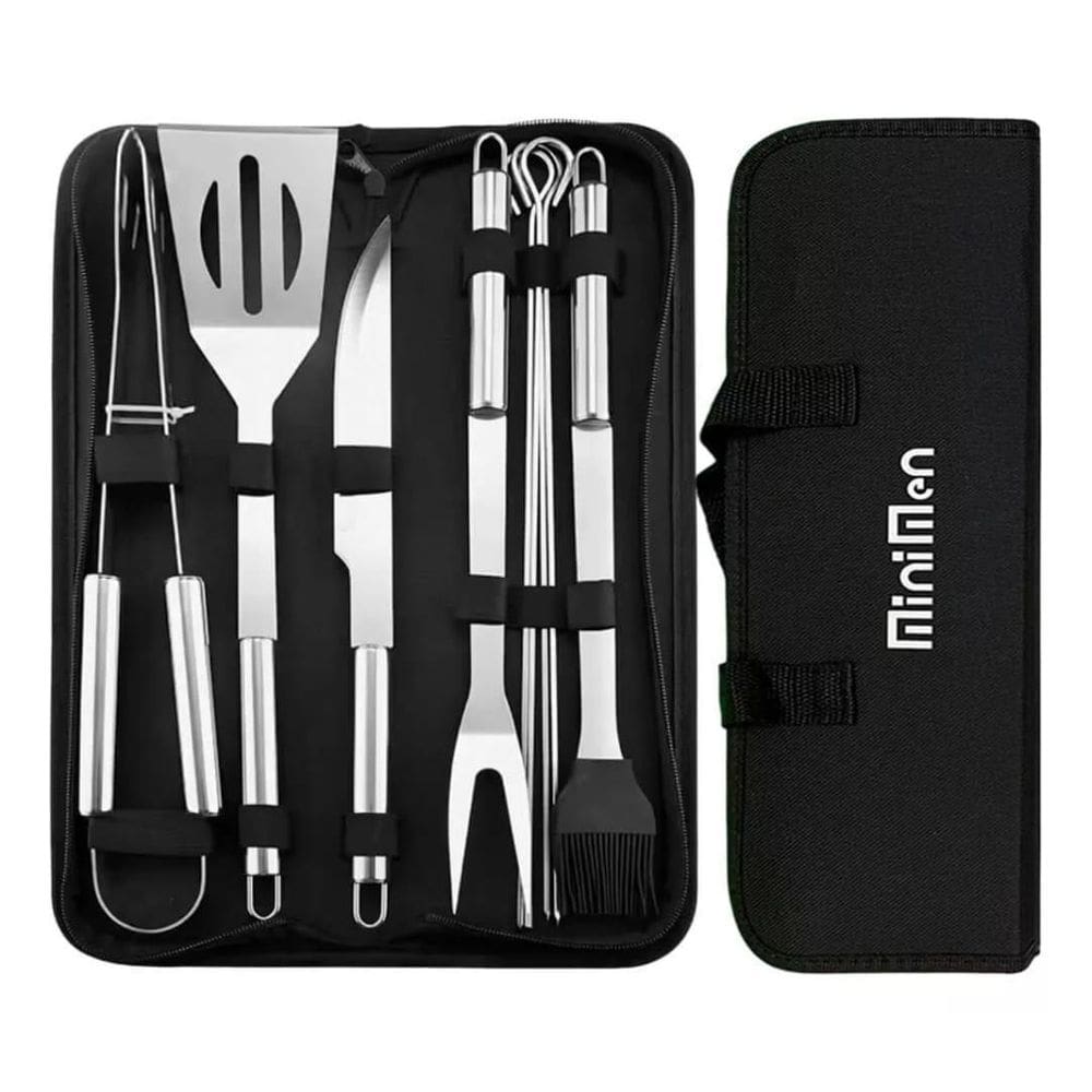 Kit Churrasco Inox Bolsa Churrasqueiro Profissional 9 Pça