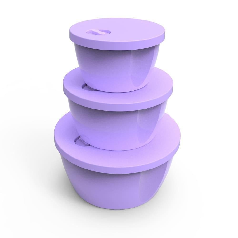 Potes Redondos Decora Conjunto 3 Peças Cor Azul