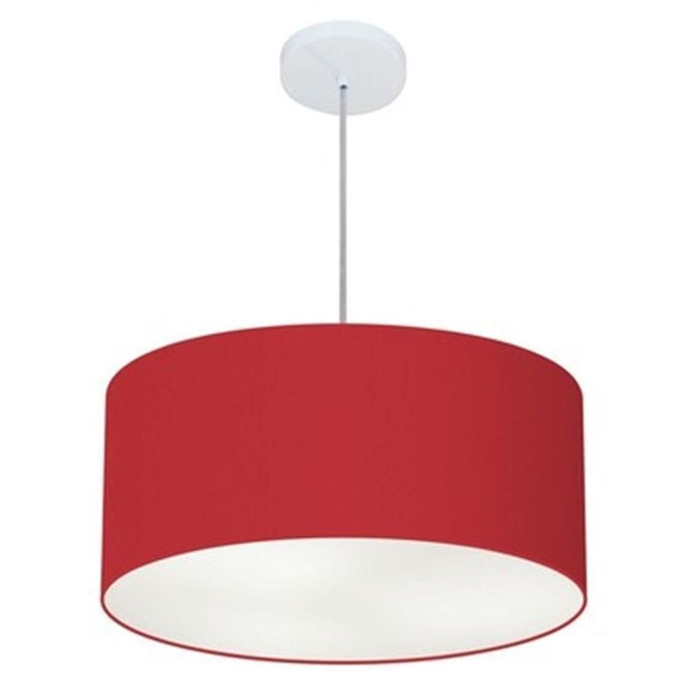 Lustre Pendente Cilíndrico Md-4100 Cúpula Em Tecido 50x25cm Bordo - Bivolt