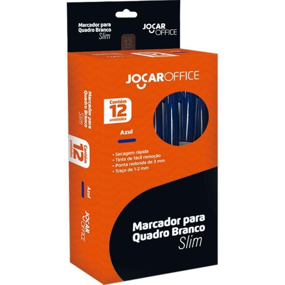 Pincel Quadro Branco Jocar Slim Azul Caixa Com 12