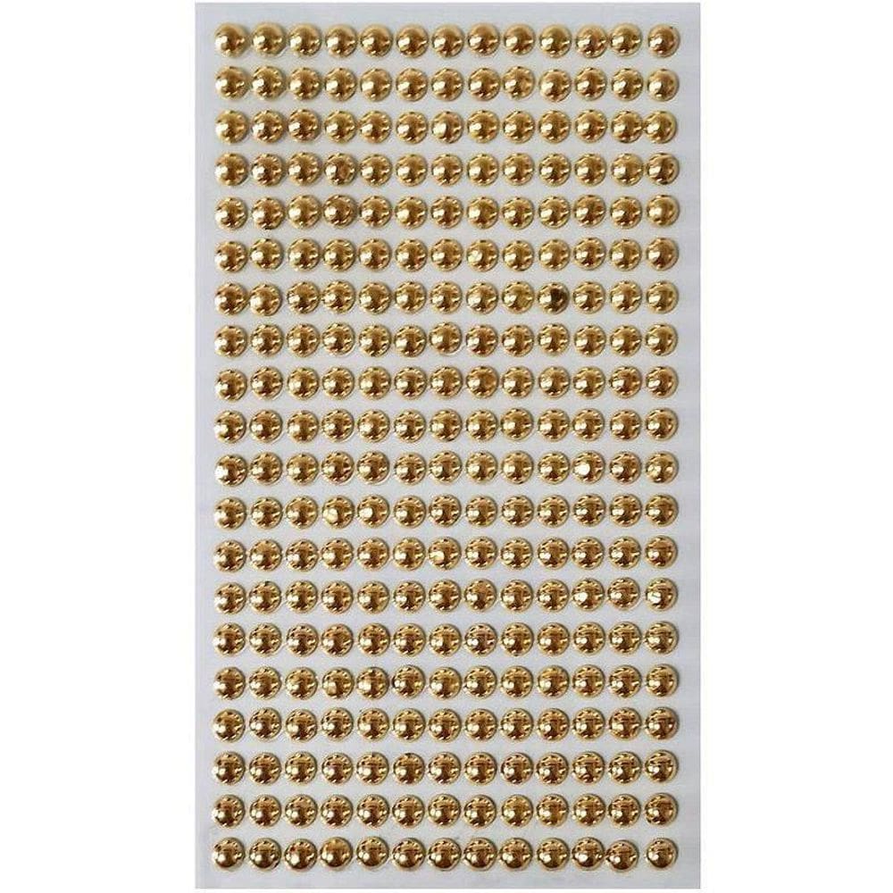 Pedraria 1/2 Pérola 6Mm Ouro Adesiva Pct Com 12