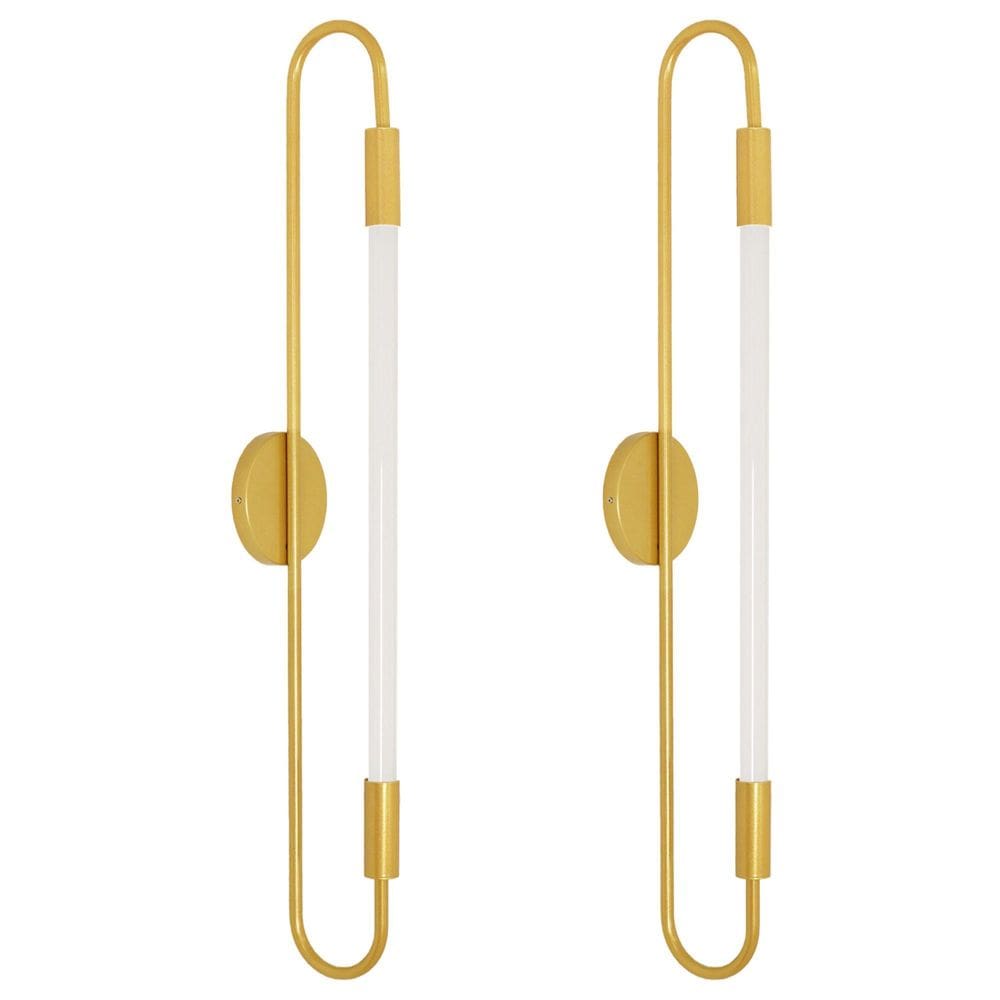 Kit 2 Arandelas Plafon Parede Teto Sabre Tubular Dourado T8