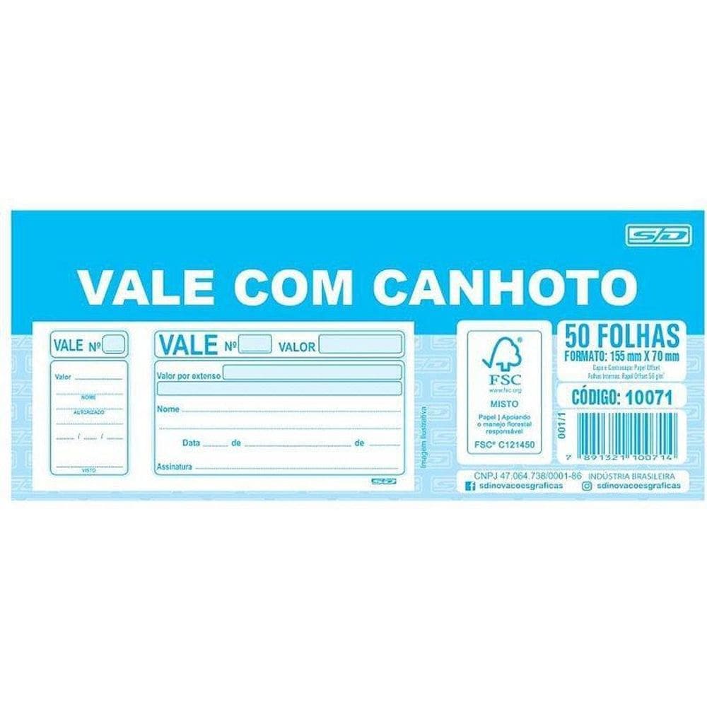Impresso Vale 050 Folhas Com Canhoto Pct Com 20