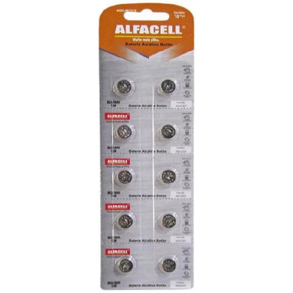 Bateria Alcalina Botão Alfacell AG3 1,5V - 10 Unidades