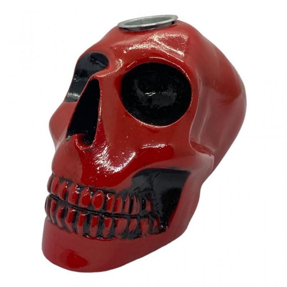 Porta Velas Crânio Em Resina 10 Cm - Escolha A Cor