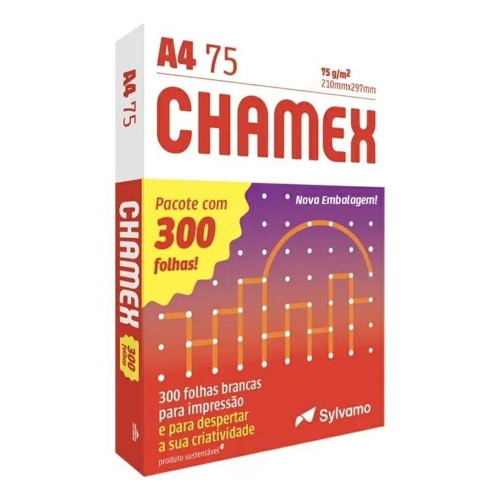 10X Papel Sulfite A4 Chamex 300 Folhas Premium 75G 210X297Mm
