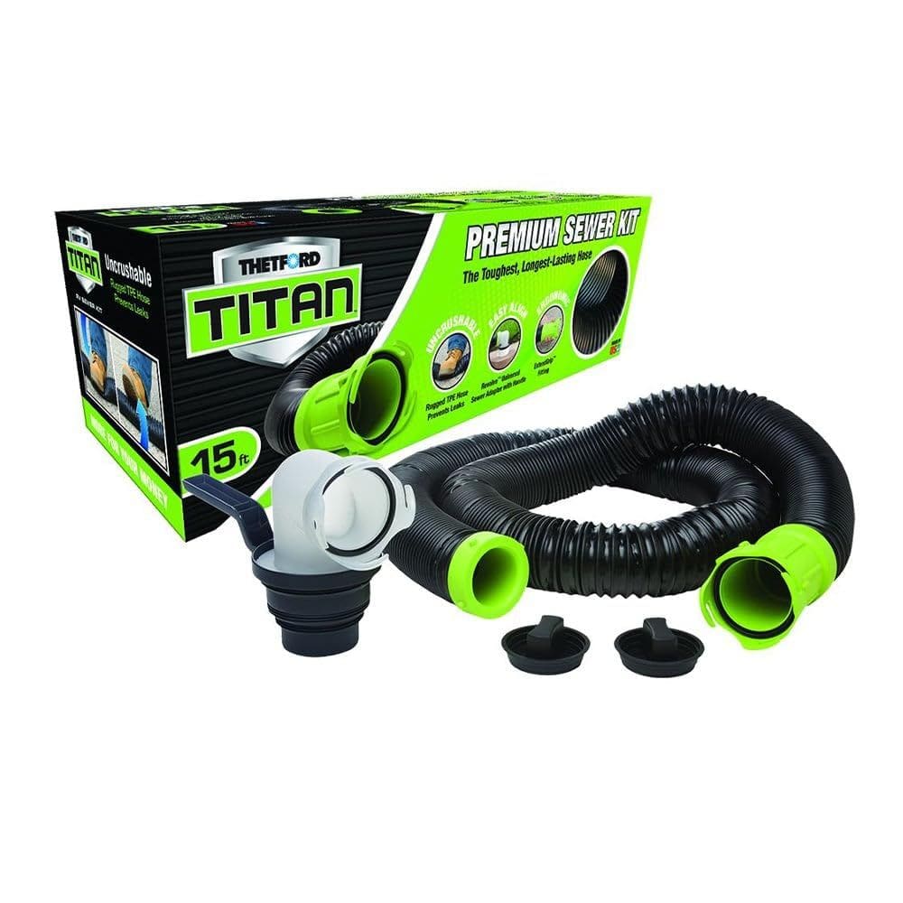 Kit de mangueira de esgoto RV Thetford Titan 17853 4,5 m com adaptador