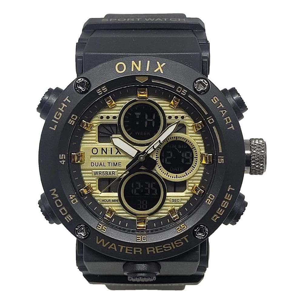 Relógio Masculino Onix Anadigi Ox116 Preto E Dourado