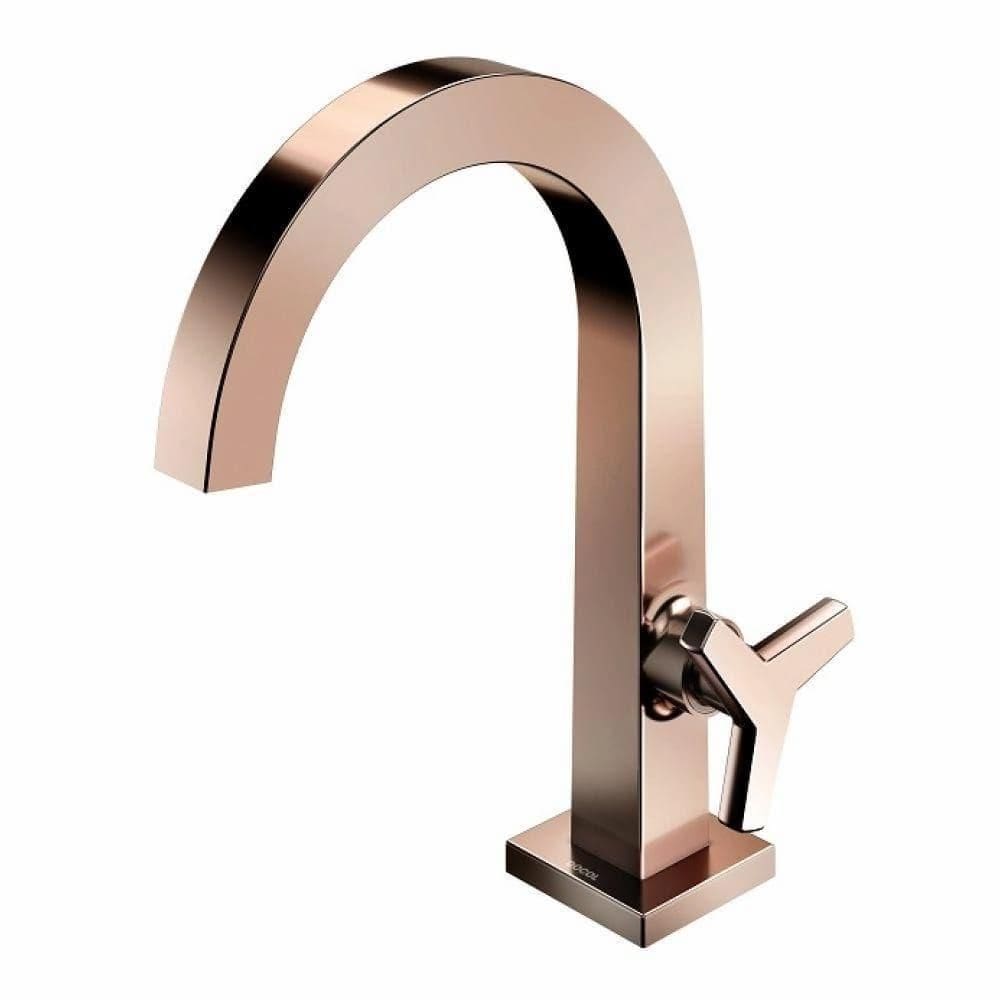 Torneira Para Lavatório De Mesa City Bica Baixa Cobre Polido