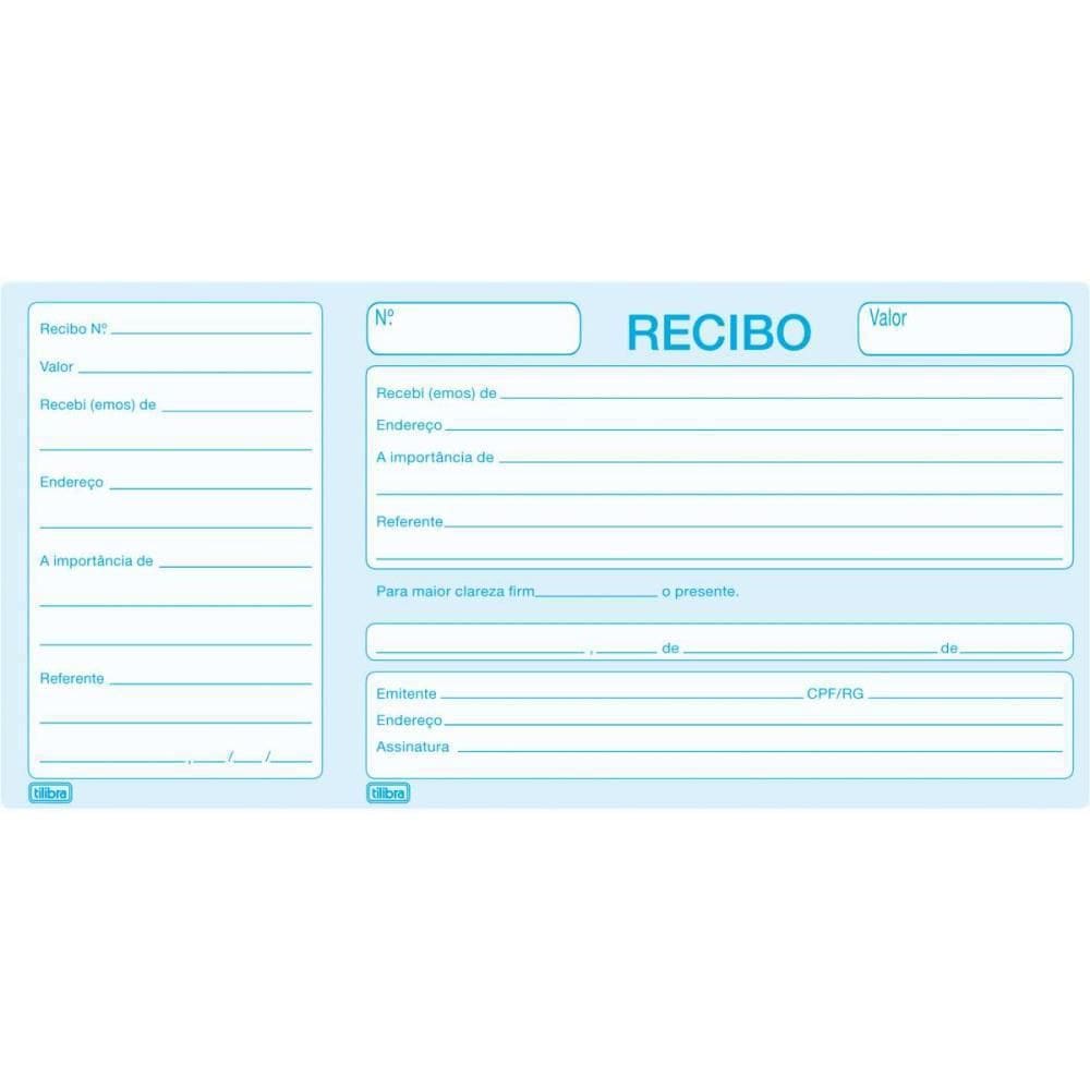 Impresso Recibo Comercial Com Canhoto 50F Tilibra Pct/20