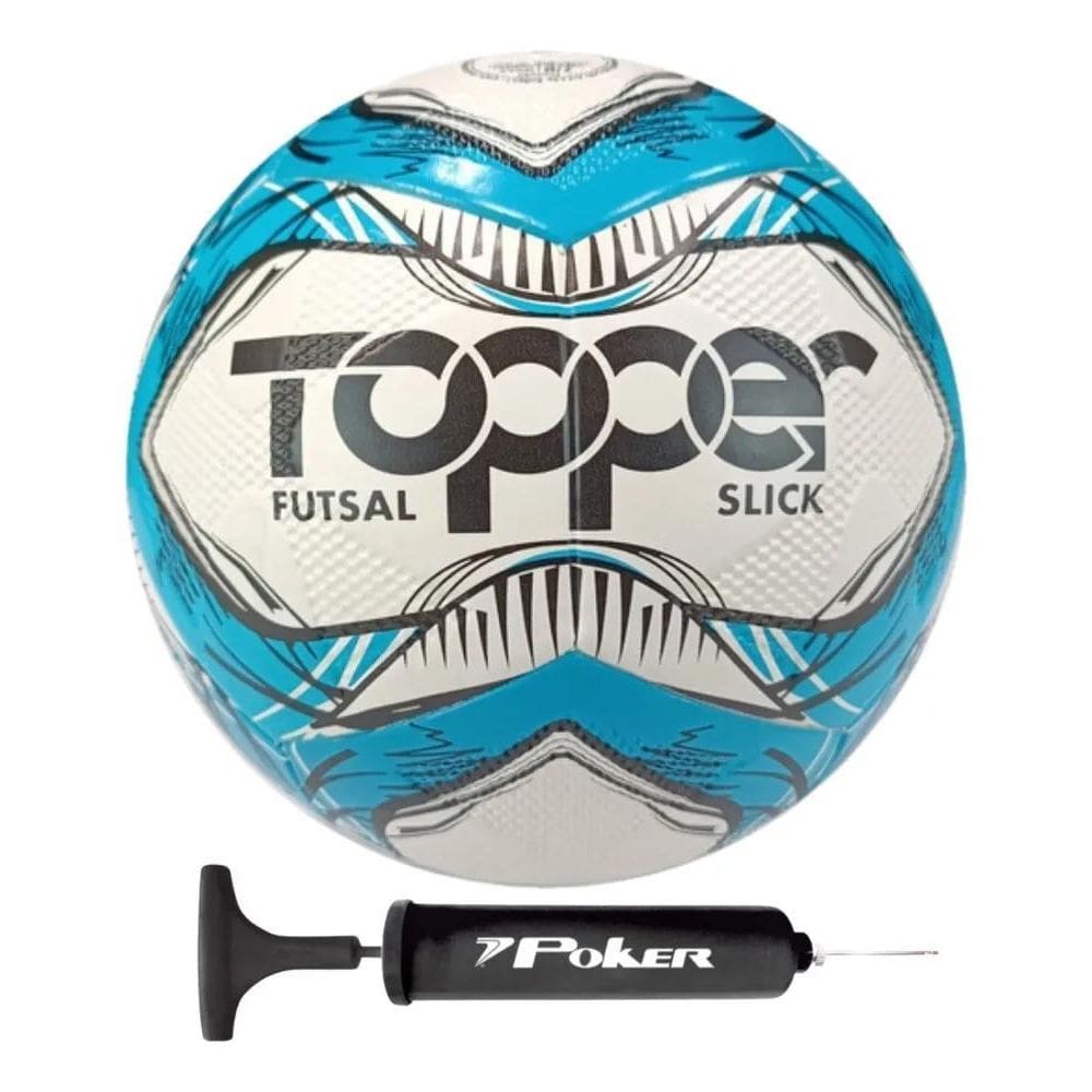 10X Bola Futsal Topper Slick Fusionada Oficial + Bomba De Ar