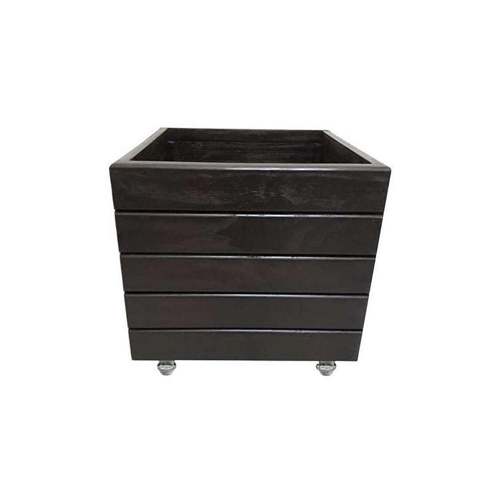 Vaso Madeira Rústico Não É Segredo Preto Rodinha 40X40