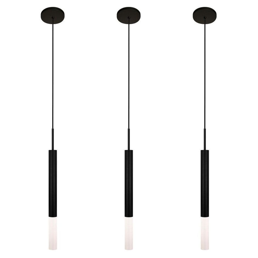 Kit 3 Luminárias Teto Pendente Tubo Difusor Balcão Preto