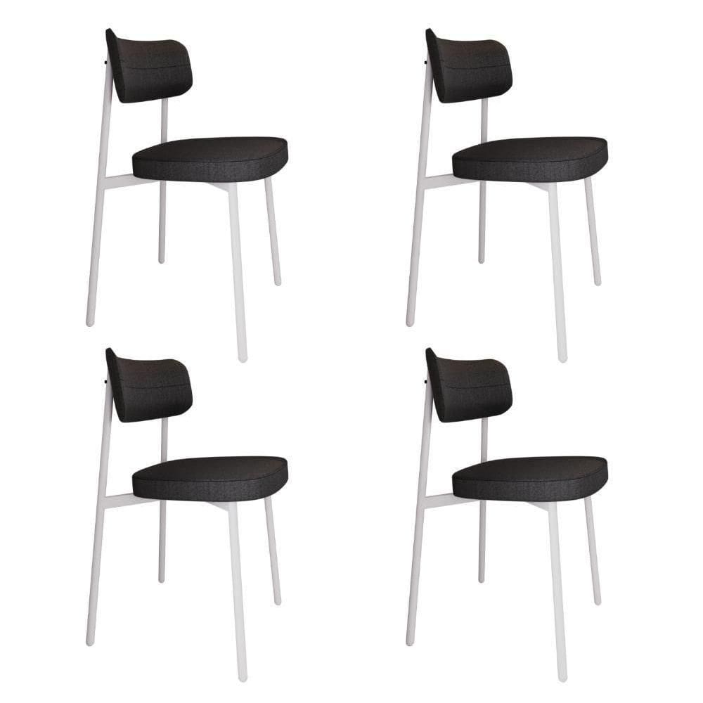 4 Unidades Cadeira Alloa Fixa Com 4 Pés 50 X 44,7 X 83,8 Cm Pés Brancos - Corriente Grafite - Branco Epoxi
