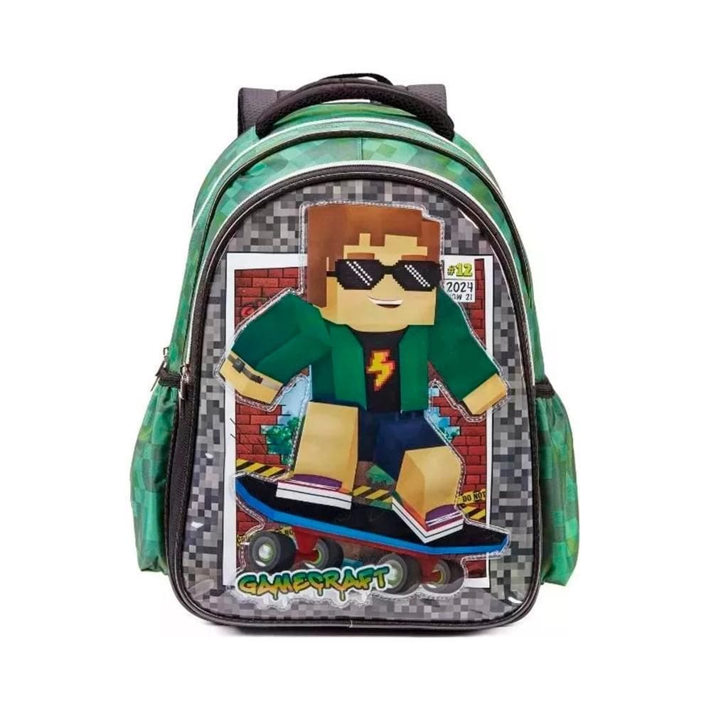 Mochila De Costas Escolar Infantil Gamecraft Skateboy