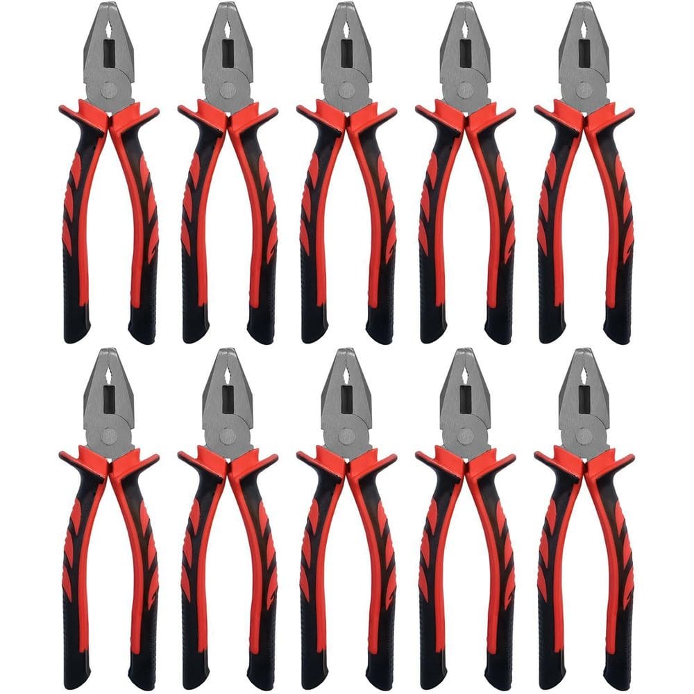 Kit 10 Alicate Universal 8 Pol. Aço Polido Cabo Emborrachado