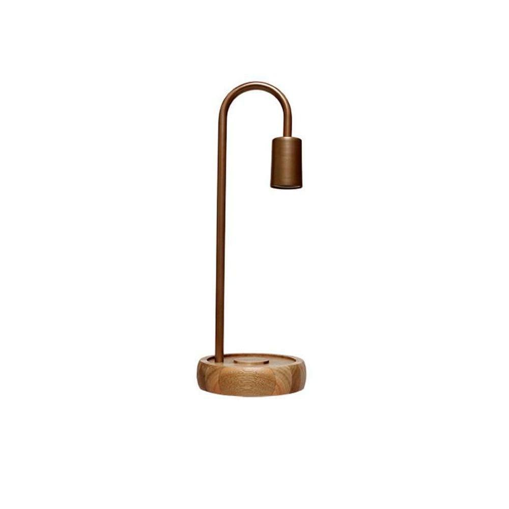 Luminária De Mesa Taschibra Flam Metal/Madeira E27 Bivolt