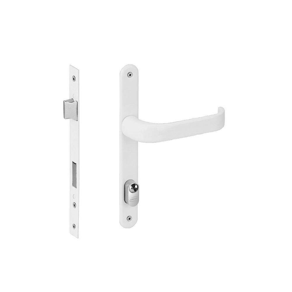 Fechadura Duna Branca Externa C/Cilindro Porta Aluminio Aco