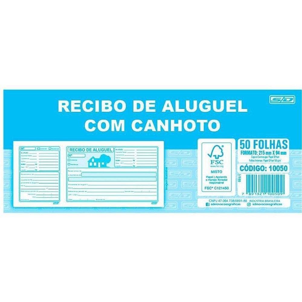 Impresso Recibo Aluguel Com Canhoto 50F Pct Com 20