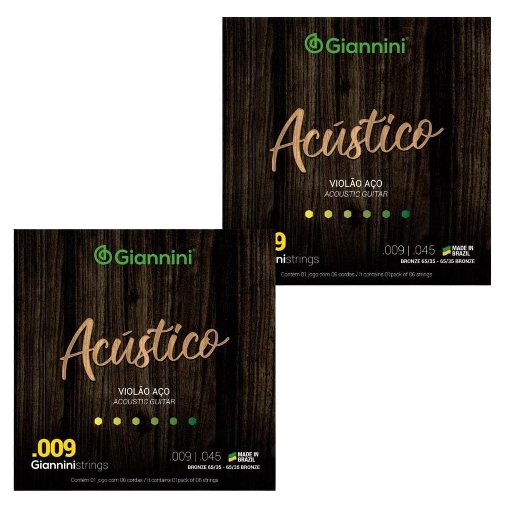 Kit 2 Encordoamento Violão Aço Giannini Acústico .009 Geswal