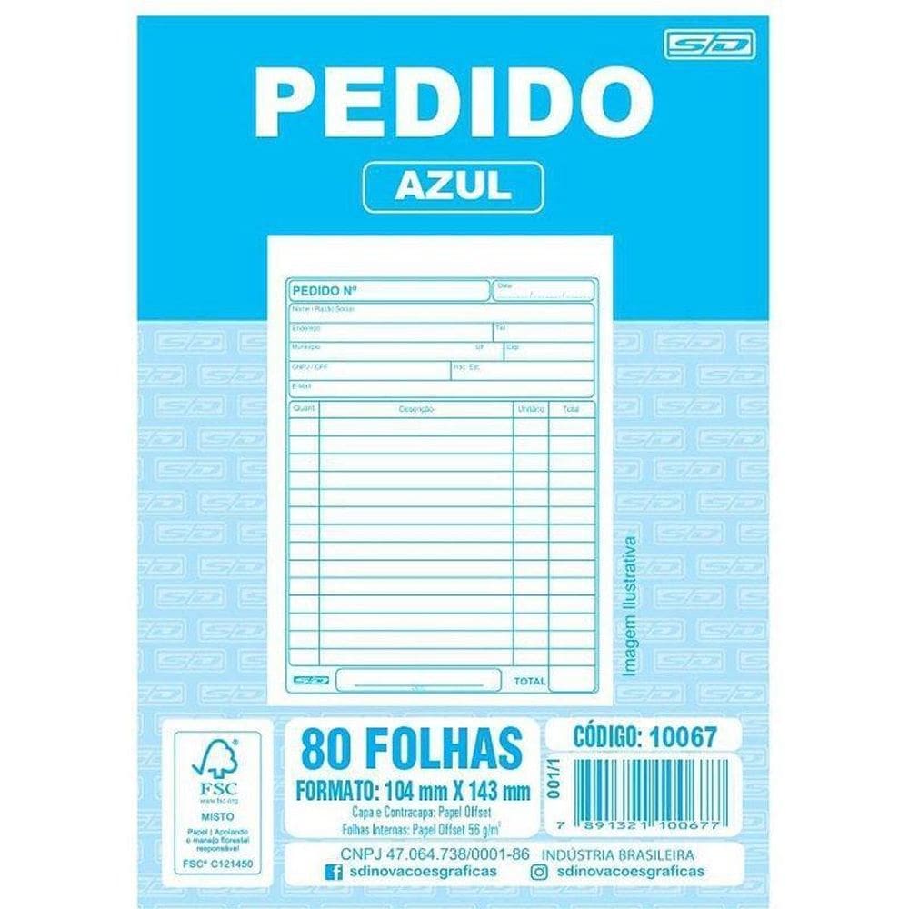Impresso Talão De Pedido 1/36 2 Vias 40 Folhas Azul Pc 20