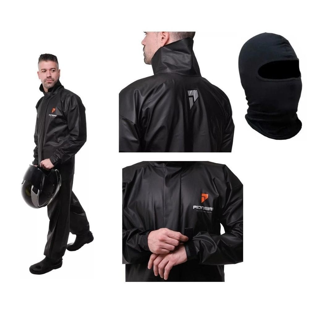Capa De Chuva Pioneira Pvc Combate Capuz Balaclava Tamanho M