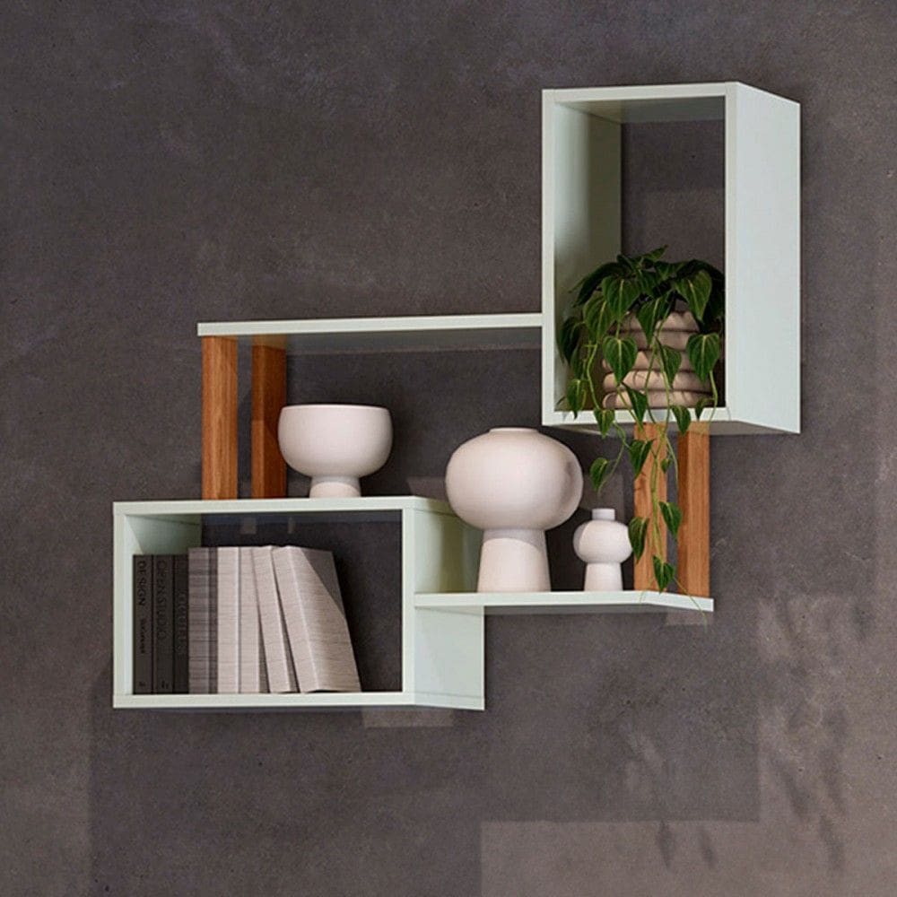 Prateleira Industrial 2 Prateleiras 100% Mdf Off White/Freijó F25 - Pradel